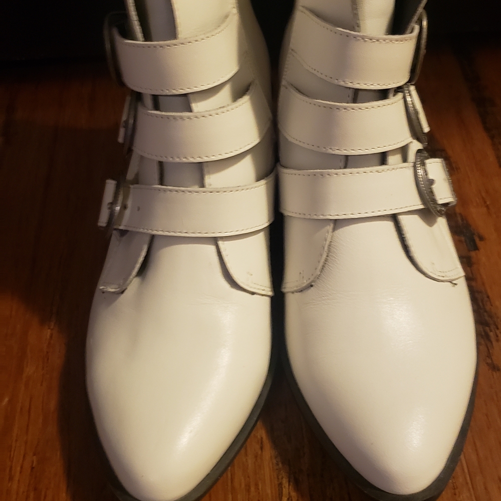 Steve Madden White Strappy Ankle Boots